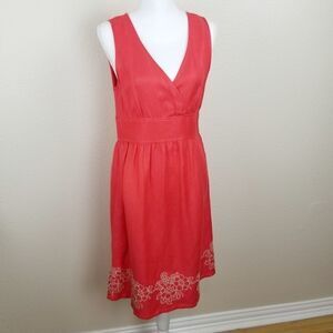 Izod Orange Surplice Embroidered Tank Dress Size 6 (2435)